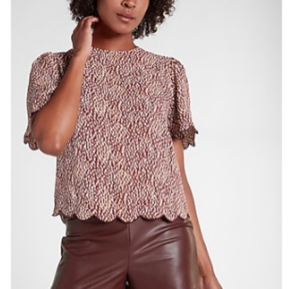 Express Pink Ruffled Puff Sleeve Blouse